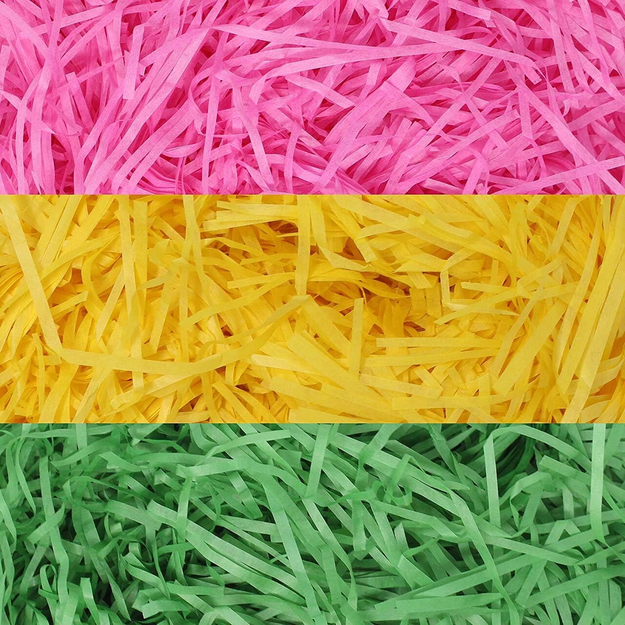 Crinkle Cute Recyclable Paper Shred Filler(Pink, Yellow and Green) for Gift Wrapping, Basket Filling, Party Decoration, Basket Grass Stuffers 280g (10 oz.)